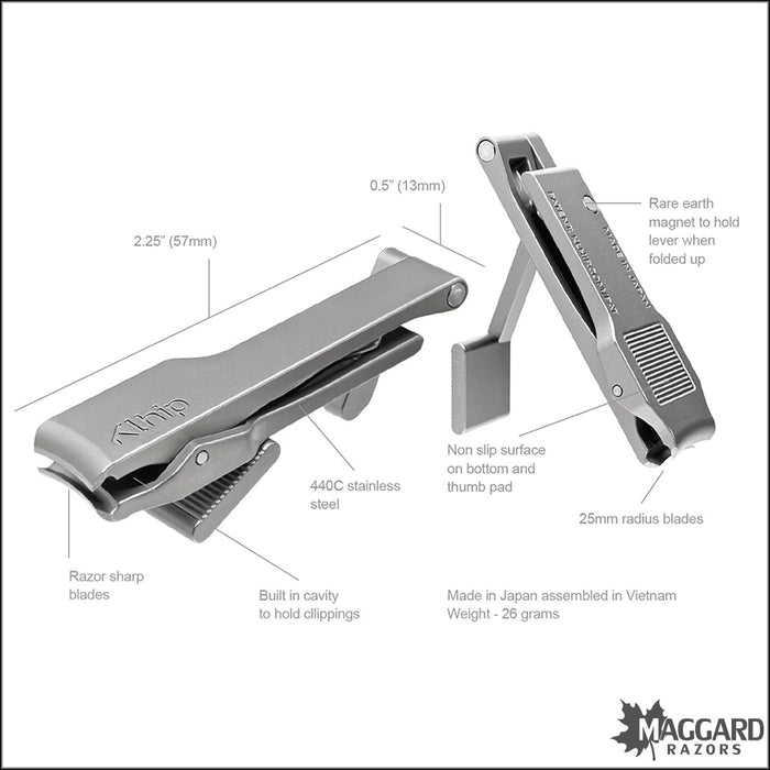 Klhip Ultimate Clipper Stainless Steel Ergonomically Correct Nail Clipper with Handmade Leather Case