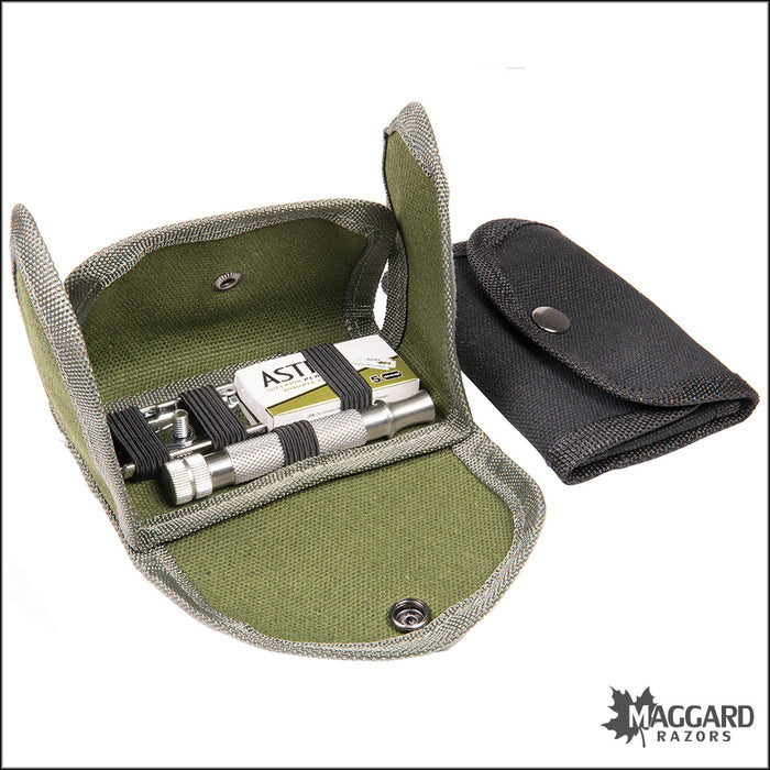 Maggard Razors Safety Razor Khaki Set Travel Case - Green