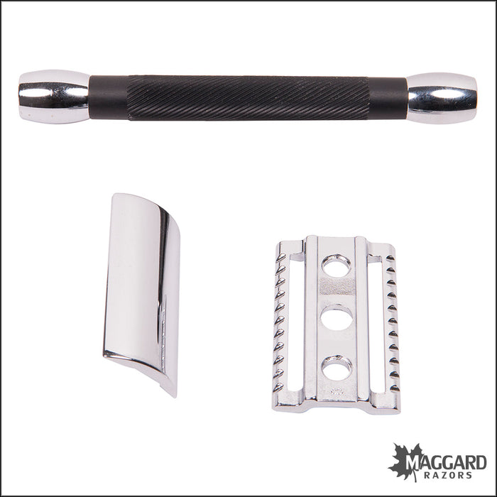 Merkur 20c Black Resin Handle Closed Comb DE Safety Razor