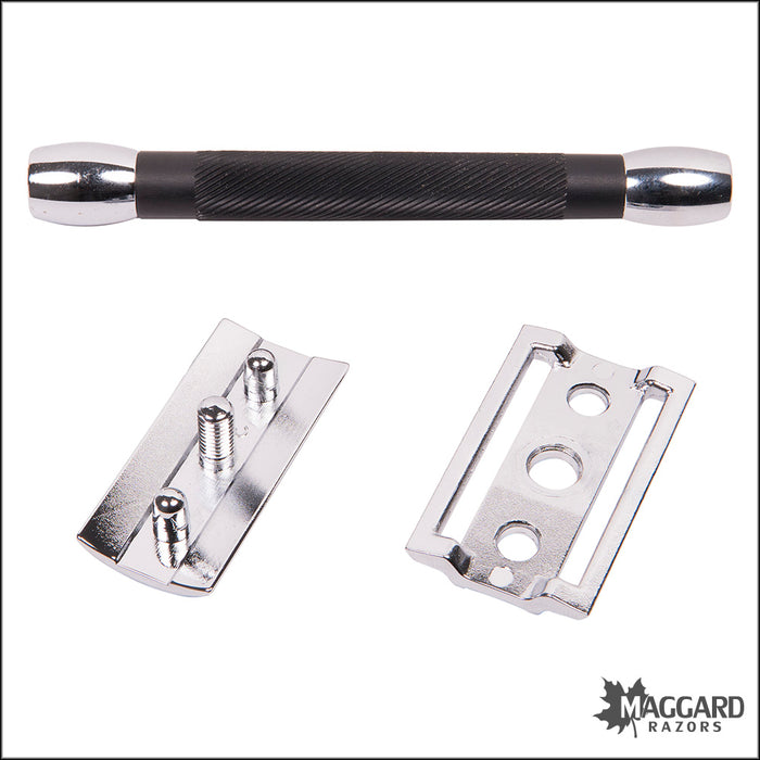 Merkur 20c Black Resin Handle Closed Comb DE Safety Razor