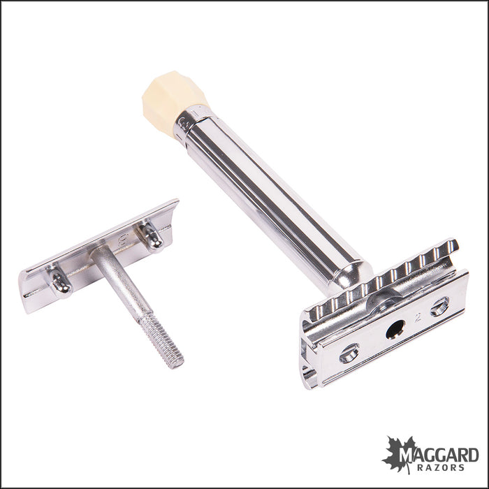 Merkur 51C Progress Chrome Long Handle Adjustable Closed Comb DE Safety Razor
