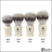 Muhle-Silvertip-Fiber-Brush-Comparison-sizes-19mm-21mm-23mm-25mm-Ivory-Handle
