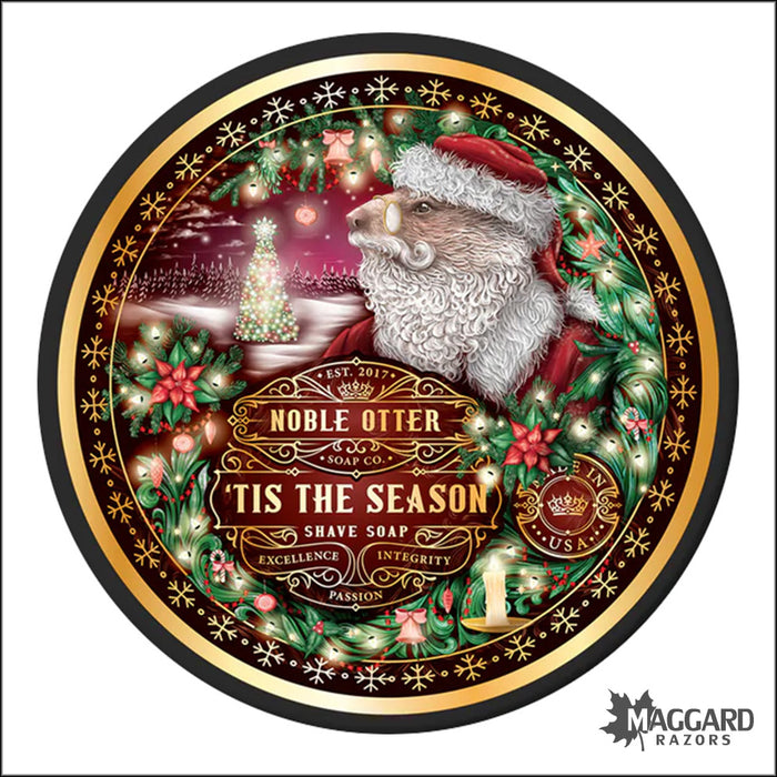 Noble Otter Soap Co. 'Tis the Season Artisan Shaving Soap, 4oz - Seasonal Release