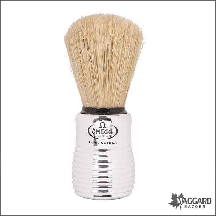 Omega-1081-Silver-Beehive-Handle-Boar-Bristle-Shaving-Brush-23mm