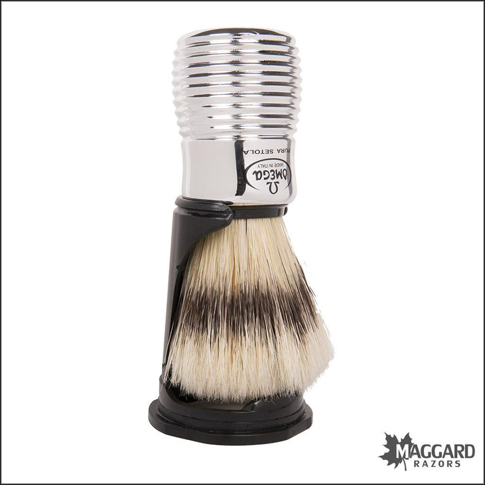 Omega-80280-Chrome-Plastic Handle-Boar-Shaving-Brush-with-Stand-24mm-2