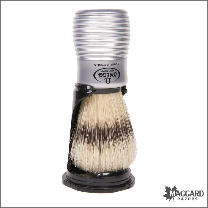 Omega-81230-Matte-Silver-Beehive-Handle-Boar-Shaving-Brush-24mm-2