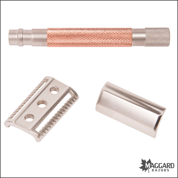 Parker 55SL-RG Rose Gold Semi Slant DE Safety Razor