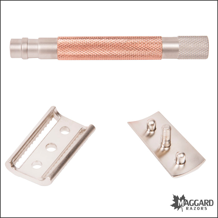 Parker 55SL-RG Rose Gold Semi Slant DE Safety Razor