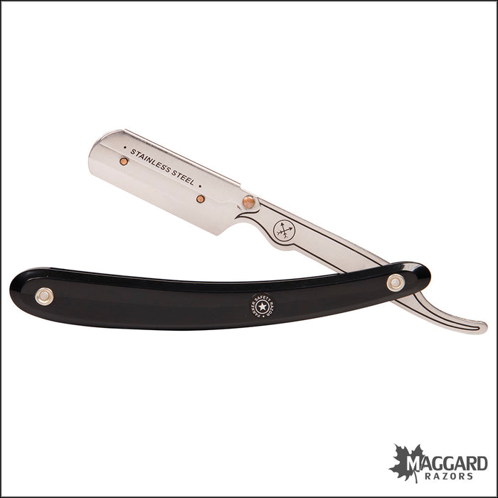 Parker SRB Black Handle Stainless-Steel Replaceable Blade Shavette Straight Razor
