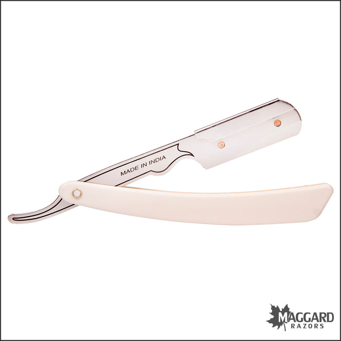 Parker SRW White Handle Stainless Steel Replaceable Blade Shavette Straight Razor
