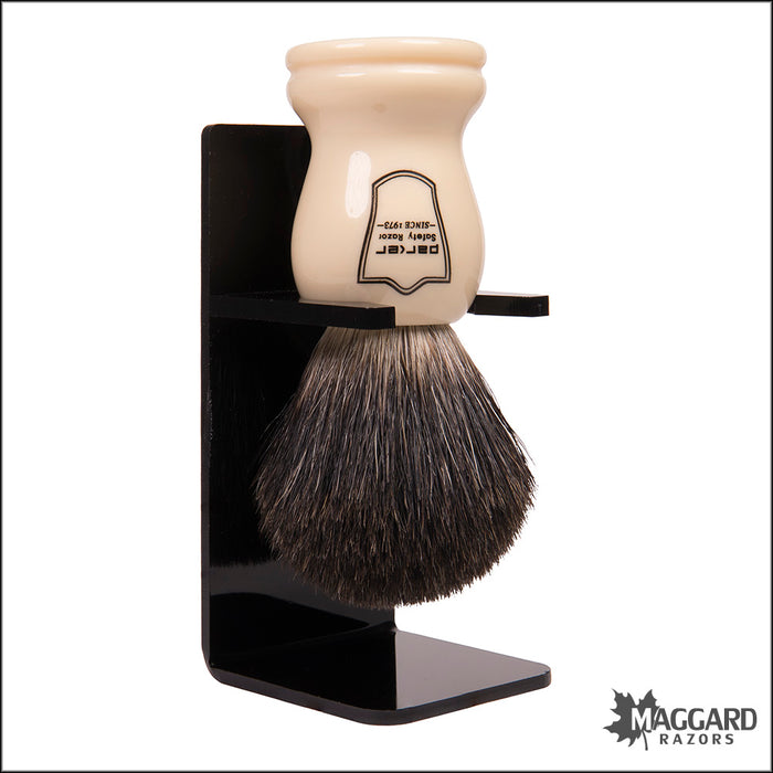 Parker WHBB Faux Ivory Handle Black Badger Shaving Brush with Stand, 20mm