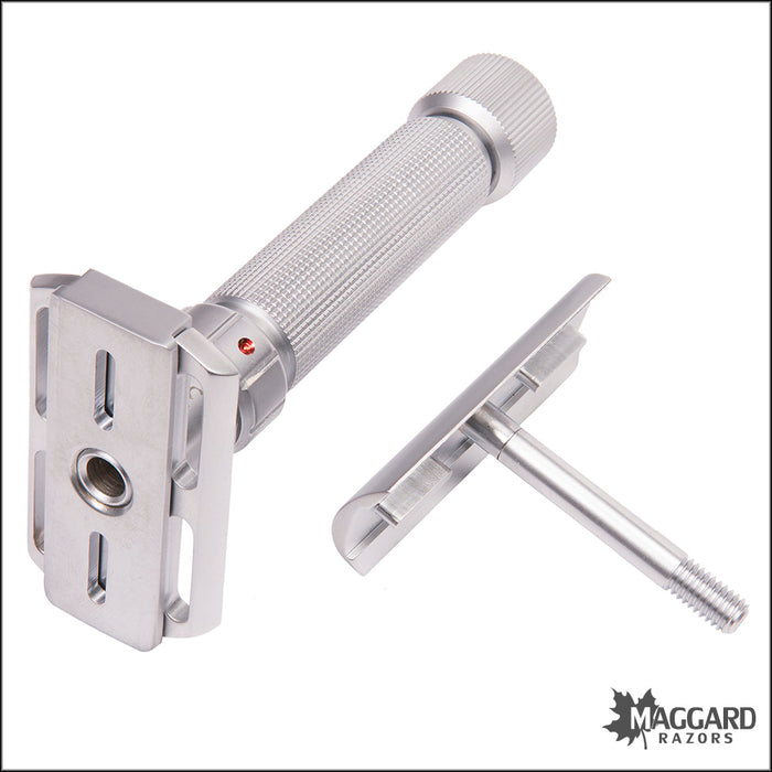 Pearl Shaving Flexi Adjustable Machined DE Safety Razor with Stand, Matte Finish