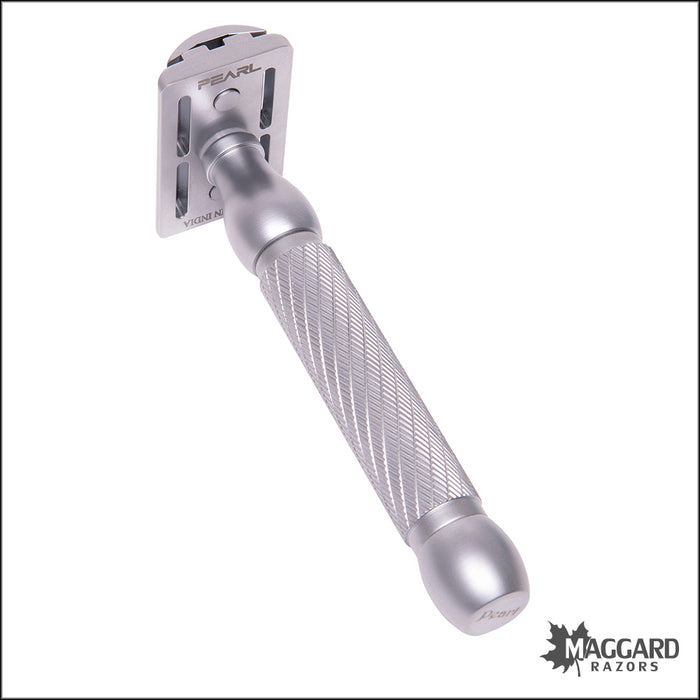 Pearl Shaving Hammer DE Safety Razor - Includes Closed and Open Comb Baseplates - Matte Finish