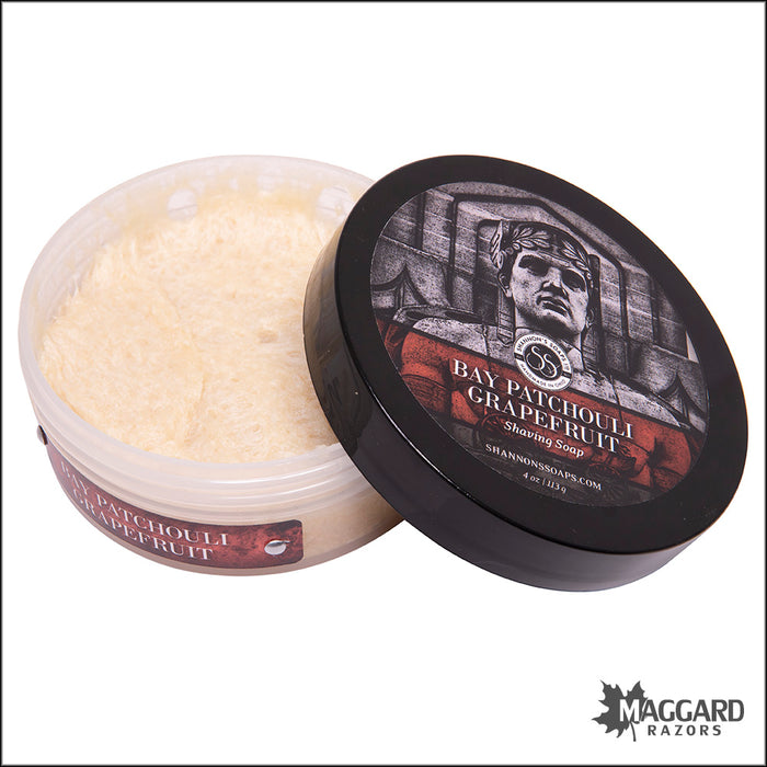 Shannon's Soaps Bay Patchouli Grapefruit Tallow Shaving Soap, 4oz