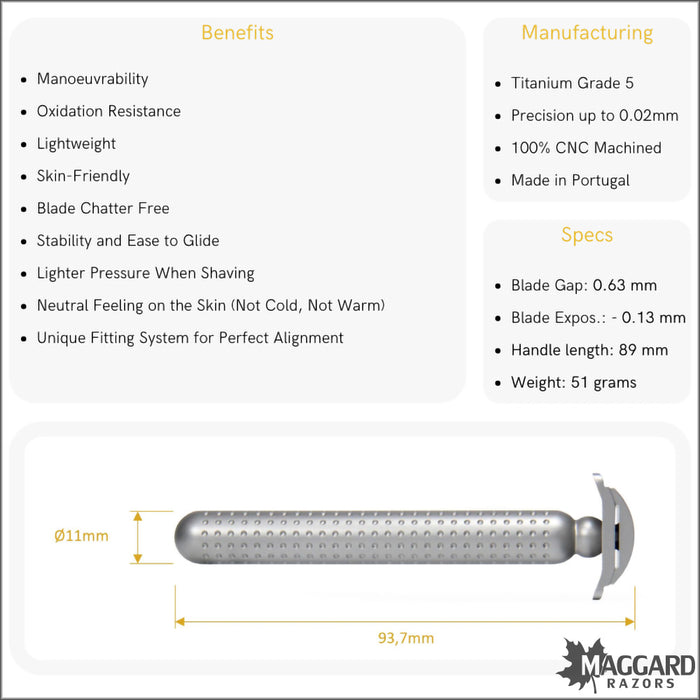 Tatara Razors Masamune Titanium Closed Comb DE Safety Razor, Matte Finish