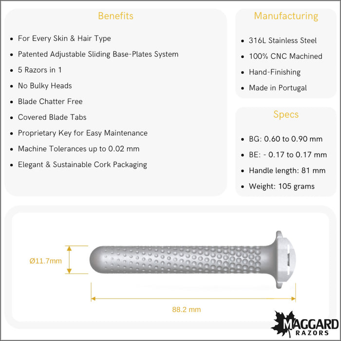 Tatara Razors Muramasa Adjustable Closed Comb Machined DE Safety Razor, Matte Finish