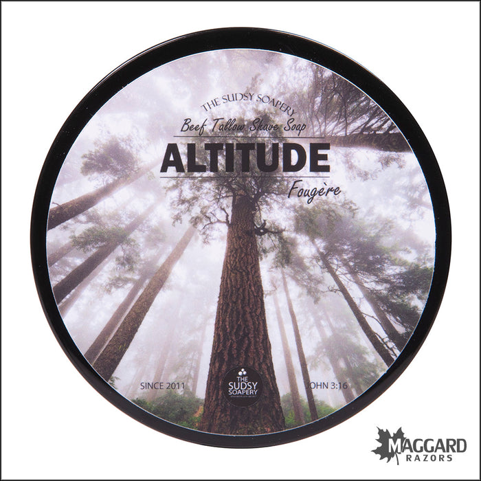 The Sudsy Soapery Altitude Fougère Artisan Tallow Shaving Soap, 5.5oz