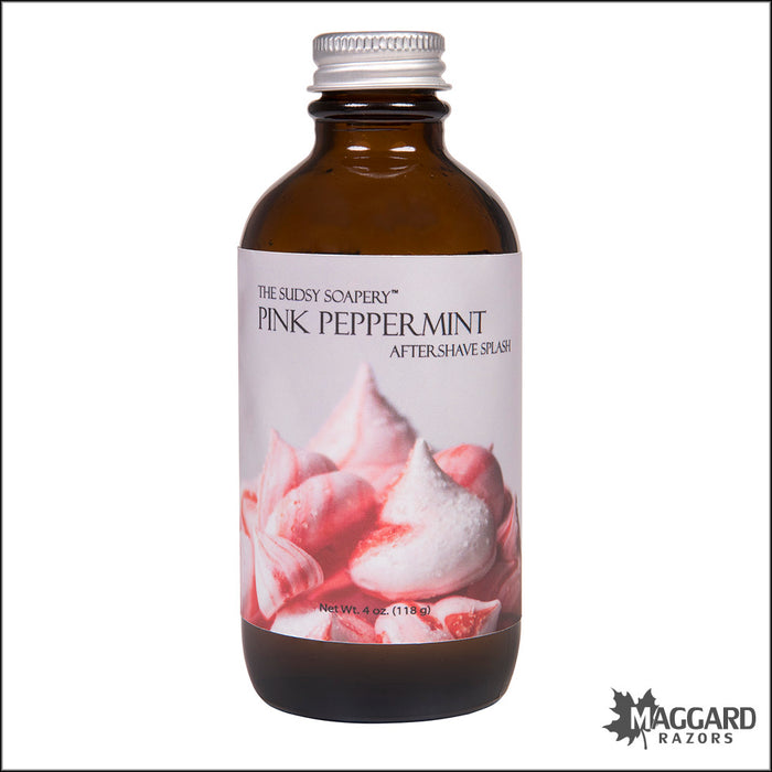 The Sudsy Soapery Pink Peppermint Aftershave Splash, 4oz - Alcohol Free