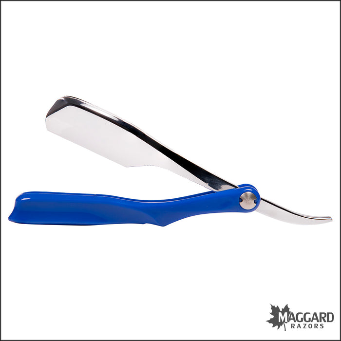 Shavette - Blue Plastic Handle with HD Leather Travel Case (Injector or Half-DE Blades)