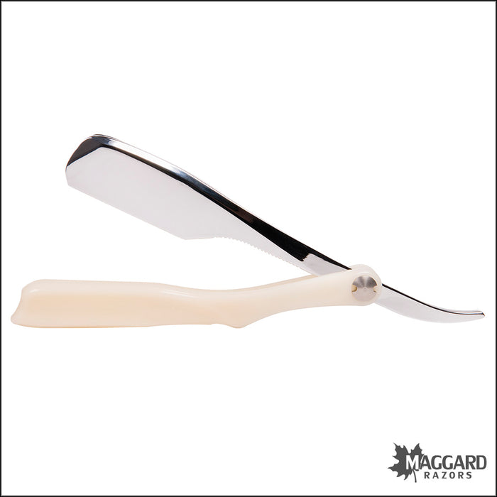 Shavette - Ivory Plastic Handle with HD Leather Travel Case (Injector or Half-DE Blades)